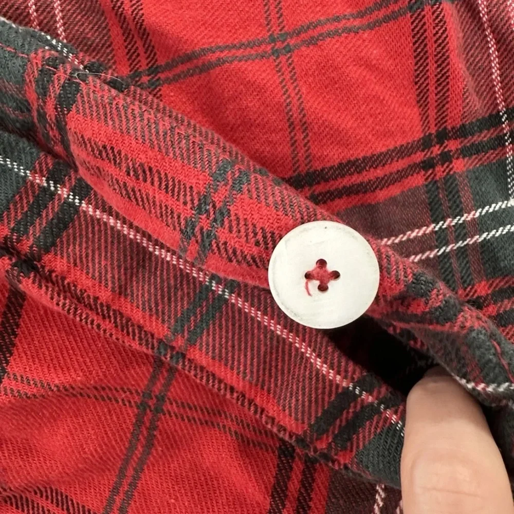 Williams Sonoma Linen Blend Duvet King Size Red Tartan Plaid NO INSERT